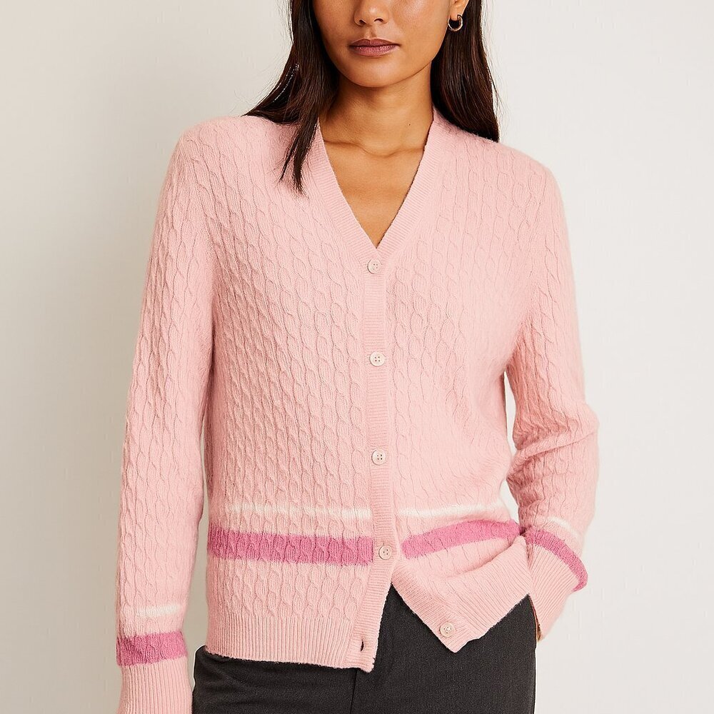 Escada Sport Cotton Pink V-Neck Cardigan Sz S